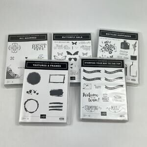 Stampin Up All Adorned Butterfly Gala Bottled Happiness Frames Photopolymer Lot
